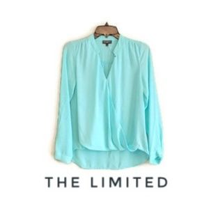 The Limited aqua long sleeve blouse career shirt S